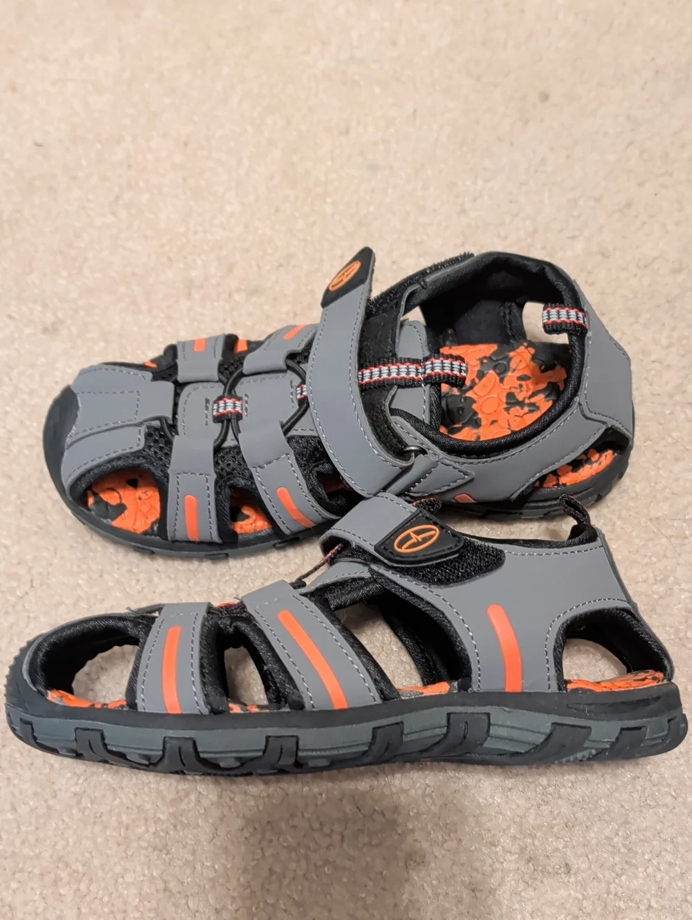 Kids Gray & Orange Sandals